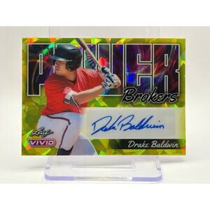 2024 Leaf Vivid Drake Baldwin Power Brokers Yellow Crystal Auto 1/10 SP Braves